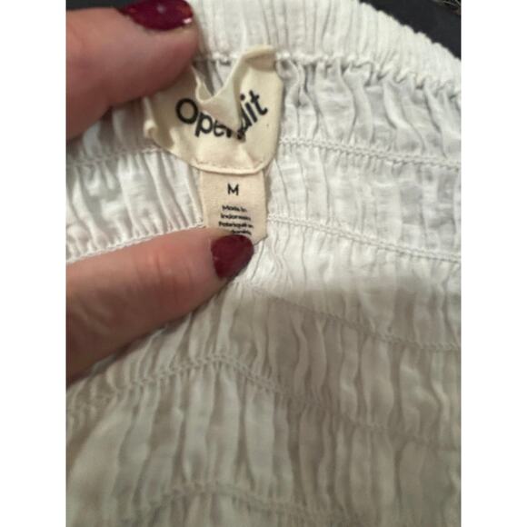 Open Edit Smocked Peplum Top In Ivory Size M Flutter Sleeves Viscose Coquette - Picture 8 of 8